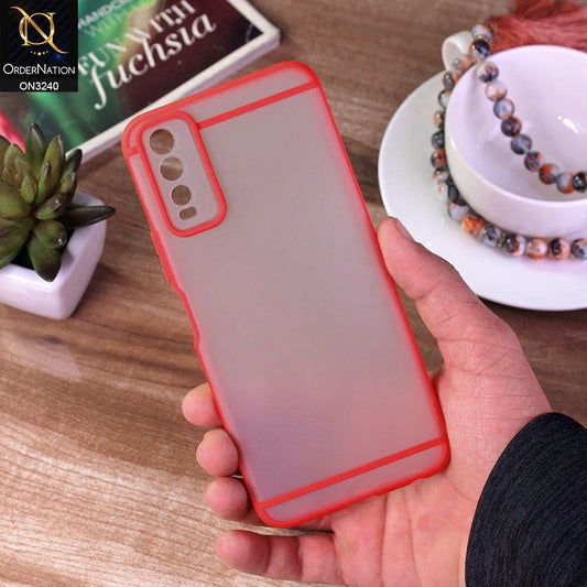 Vivo Y12s Cover - Red - New Semi Tranparent Matte Soft Shell Camera Protection Case