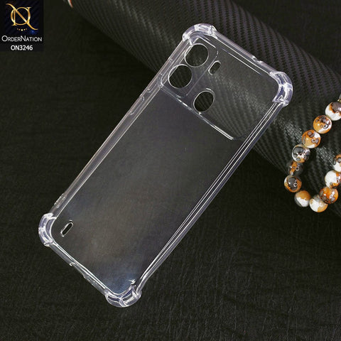 Tecno Pop 6 Cover - Soft 4D Design Shockproof Silicone Transparent Clear Camera Protection Case