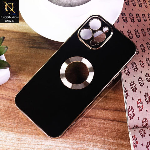 iPhone 12 Pro Max Cover - Black - J-Case Nimble Series Electroplating Edge Camera Protection Soft Case with Metalic Ring