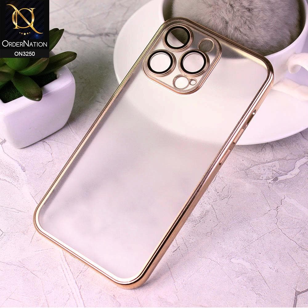 iPhone 13 Pro Cover - Golden - Semi Transparent Soft Silicone Camera Protection Soft Case