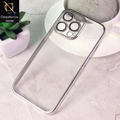 iPhone 13 Pro Cover - Silver - Semi Transparent Soft Silicone Camera Protection Soft Case