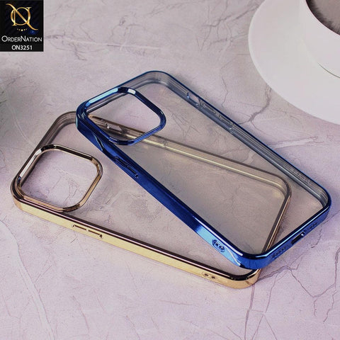 iPhone 13 Pro Cover - Golden - J-Case Electroplating Color Borders Clear Transparent Soft Case