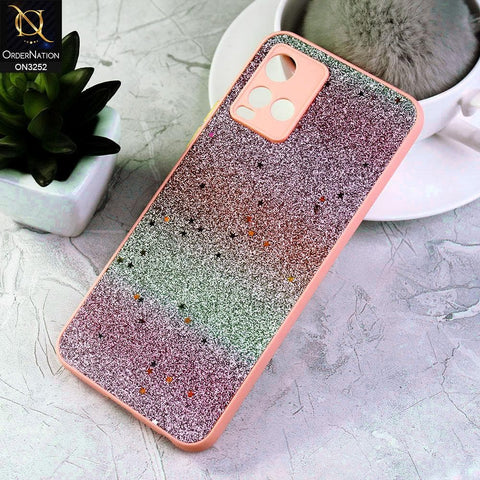 Vivo Y33s Cover - Peach - Rainbow Glitter Series Soft Cases