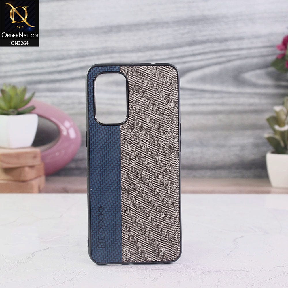 Oppo Reno 6 Pro Cover - Blue - New Dual Tone Fabric Style Soft TPU Case With Camera Protection