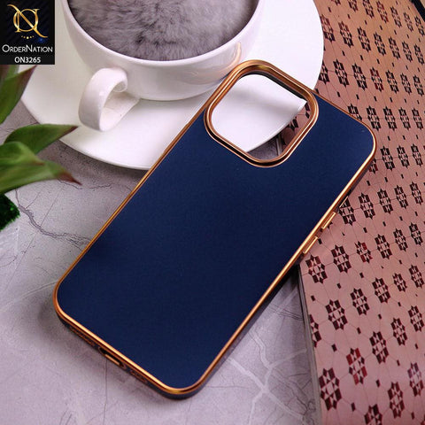 iPhone 13 Pro Cover - Blue - Soft Gold Plated Color Borders Back Case