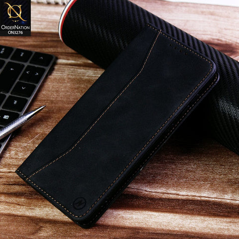 Realme 9 Pro Cover - Black - ONation Business Flip Series - Premium Magnetic Leather Wallet Flip book Card Slots Soft Case