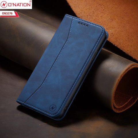 Oppo Reno 5 Pro 5G Cover - Blue - ONation Business Flip Series - Premium Magnetic Leather Wallet Flip book Card Slots Soft Case