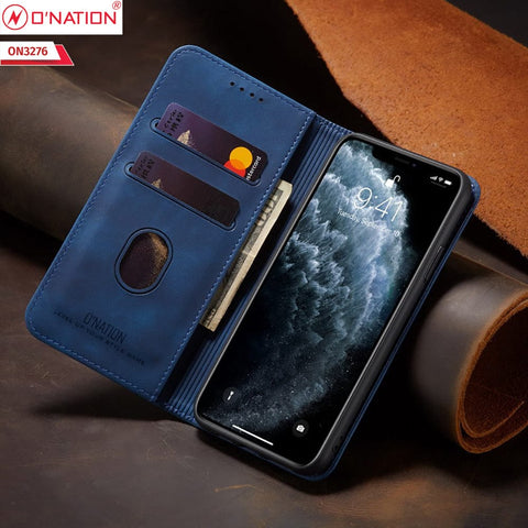 Oppo Reno 5 5G Cover - Blue - ONation Business Flip Series - Premium Magnetic Leather Wallet Flip book Card Slots Soft Case