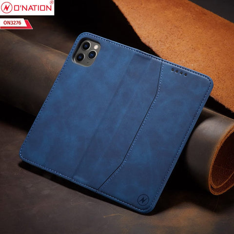 iPhone 14 Plus Cover - Blue - ONation Business Flip Series - Premium Magnetic Leather Wallet Flip book Card Slots Soft Case