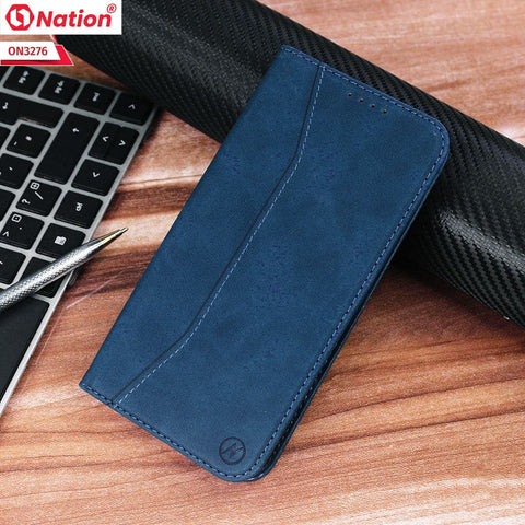 Oppo Reno 5 5G Cover - Blue - ONation Business Flip Series - Premium Magnetic Leather Wallet Flip book Card Slots Soft Case