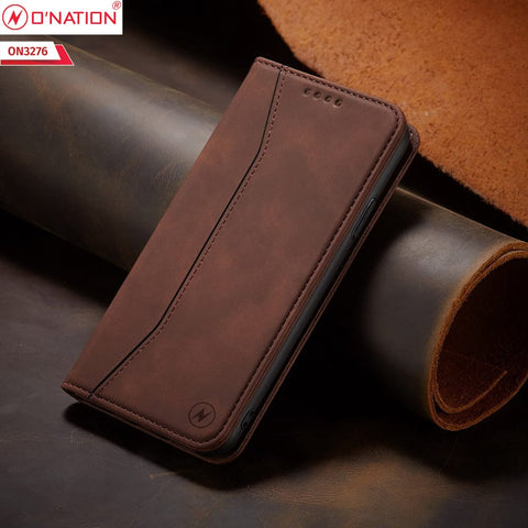 Oppo Find X3 Lite Cover - Dark Brown - ONation Business Flip Series - Premium Magnetic Leather Wallet Flip book Card Slots Soft Case