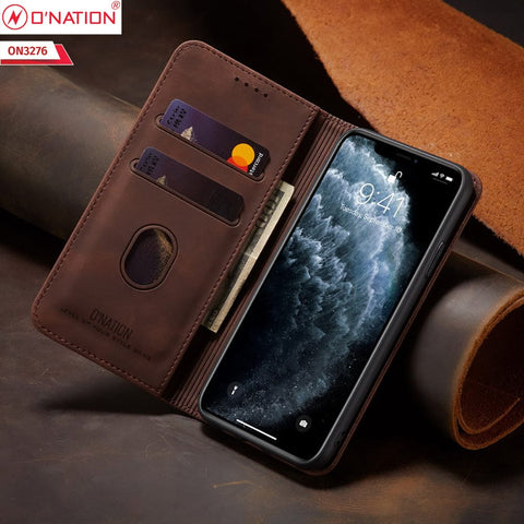 Oppo Find X3 Lite Cover - Dark Brown - ONation Business Flip Series - Premium Magnetic Leather Wallet Flip book Card Slots Soft Case