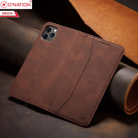 Oppo Reno 5 4G Cover - Dark Brown - ONation Business Flip Series - Premium Magnetic Leather Wallet Flip book Card Slots Soft Case