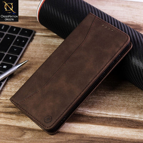 Oppo A96 4G Cover - Dark Brown - ONation Business Flip Series - Premium Magnetic Leather Wallet Flip book Card Slots Soft Case