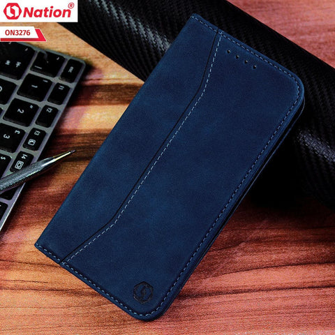 Samsung Galaxy S22 5G Cover - Blue - ONation Business Flip Series - Premium Magnetic Leather Wallet Flip book Card Slots Soft Case