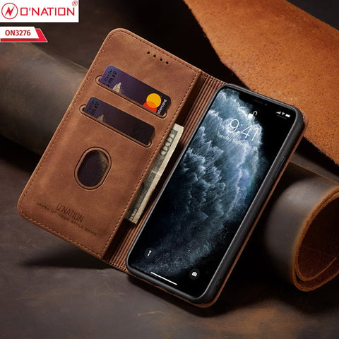 Oppo Reno 7 Lite Cover - Light Brown - ONation Business Flip Series - Premium Magnetic Leather Wallet Flip book Card Slots Soft Case