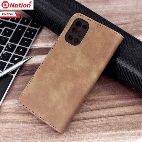 OnePlus 9R Cover - Light Brown - ONation Business Flip Series - Premium Magnetic Leather Wallet Flip book Card Slots Soft Case