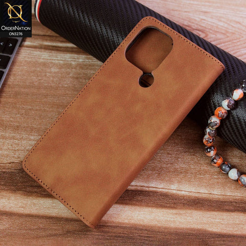 Xiaomi Poco C50 Cover - Light Brown - ONation Business Flip Series - Premium Magnetic Leather Wallet Flip book Card Slots Soft Case