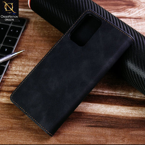 Oppo A96 4G Cover - Black - ONation Business Flip Series - Premium Magnetic Leather Wallet Flip book Card Slots Soft Case