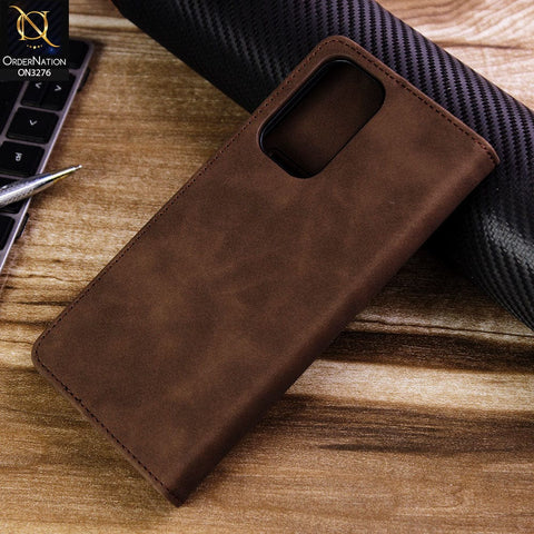 Oppo A96 4G Cover - Dark Brown - ONation Business Flip Series - Premium Magnetic Leather Wallet Flip book Card Slots Soft Case