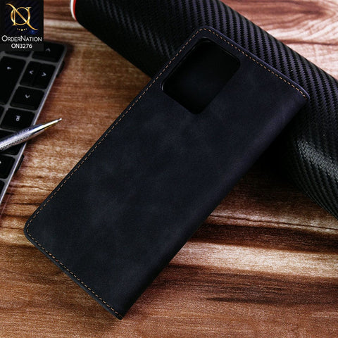 Realme V25 Cover - Black - ONation Business Flip Series - Premium Magnetic Leather Wallet Flip book Card Slots Soft Case