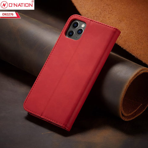 Oppo Reno 5 5G Cover - Red - ONation Business Flip Series - Premium Magnetic Leather Wallet Flip book Card Slots Soft Case