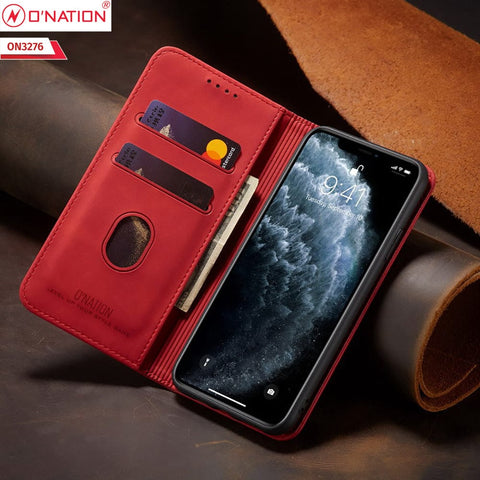 Oppo Reno 5 5G Cover - Red - ONation Business Flip Series - Premium Magnetic Leather Wallet Flip book Card Slots Soft Case