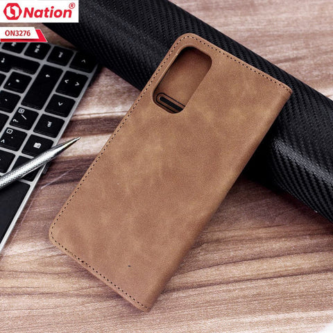 Xiaomi Redmi 9T Cover - Light Brown - ONation Business Flip Series - Premium Magnetic Leather Wallet Flip book Card Slots Soft Case