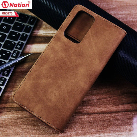 Realme 9i Cover - Light Brown - ONation Business Flip Series - Premium Magnetic Leather Wallet Flip book Card Slots Soft Case