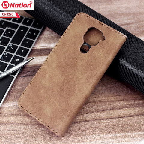 Xiaomi Redmi 10X 4G Cover - Light Brown - ONation Business Flip Series - Premium Magnetic Leather Wallet Flip book Card Slots Soft Case