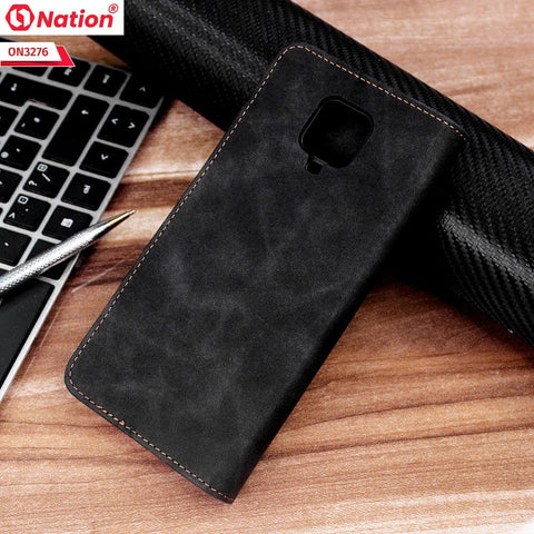 Xiaomi Poco M2 Pro Cover - Black - ONation Business Flip Series - Premium Magnetic Leather Wallet Flip book Card Slots Soft Case