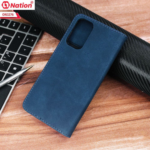 Oppo Reno 5 5G Cover - Blue - ONation Business Flip Series - Premium Magnetic Leather Wallet Flip book Card Slots Soft Case