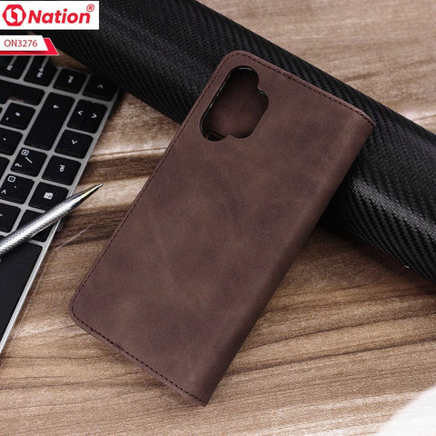 Samsung Galaxy A32 Cover - Dark Brown - ONation Business Flip Series - Premium Magnetic Leather Wallet Flip book Card Slots Soft Case