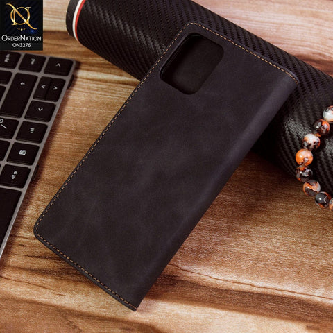 Vivo Y15a Cover - Black - ONation Business Flip Series - Premium Magnetic Leather Wallet Flip book Card Slots Soft Case