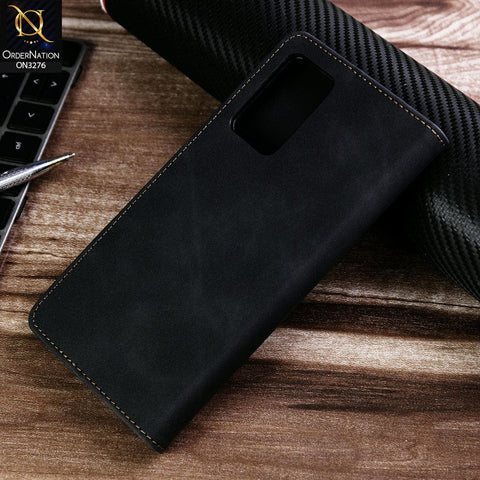 Vivo Y21s Cover - Black - ONation Business Flip Series - Premium Magnetic Leather Wallet Flip book Card Slots Soft Case