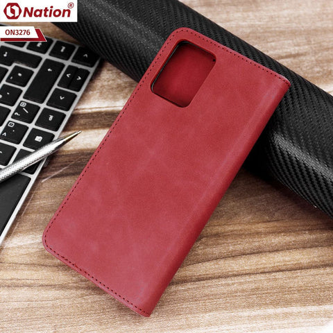 Vivo Y21t Cover - Red - ONation Business Flip Series - Premium Magnetic Leather Wallet Flip book Card Slots Soft Case