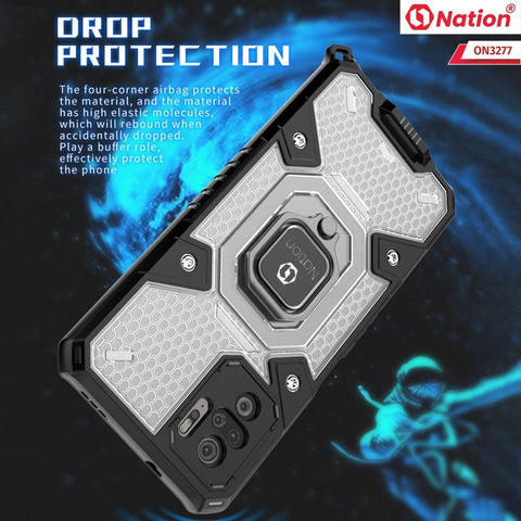 iPhone XS Max Cover - Blue - ONation BIBERCAS Series - Honeycomb Shockproof Space Capsule With Magnetic Ring Holder Soft Case