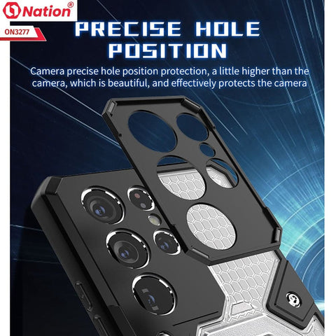 iPhone 13 Pro Cover - Blue - ONation BIBERCAS Series - Honeycomb Shockproof Space Capsule With Magnetic Ring Holder Soft Case