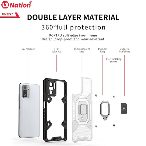 Xiaomi Poco M4 Pro 5G Cover - Black - ONation BIBERCAS Series - Honeycomb Shockproof Space Capsule With Magnetic Ring Holder Soft Case