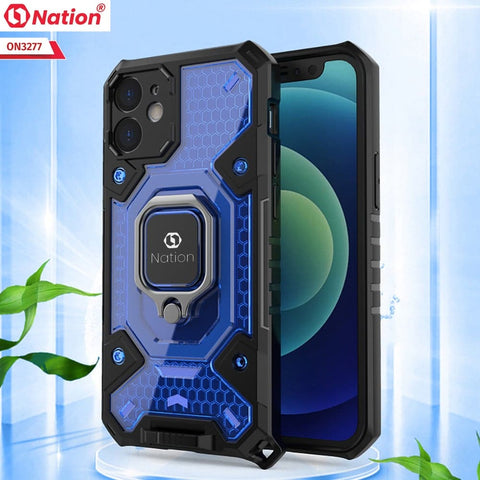 iPhone XS Max Cover - Blue - ONation BIBERCAS Series - Honeycomb Shockproof Space Capsule With Magnetic Ring Holder Soft Case