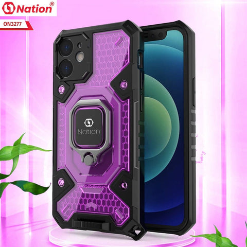 iPhone XS / X Cover - Purple - ONation BIBERCAS Series - Honeycomb Shockproof Space Capsule With Magnetic Ring Holder Soft Case