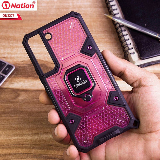 Samsung Galaxy S22 5G Cover - Purple -  ONation BIBERCAS Series - Honeycomb Shockproof Space Capsule With Magnetic Ring Holder Soft Case