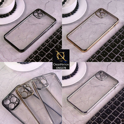 iPhone 13 Pro Max Cover - Silver - Electroplating Color Borders Clear Transparent Camera Protection Soft Case