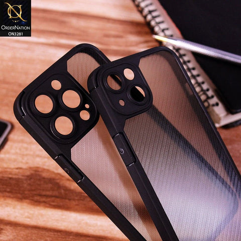 iPhone 13 Pro Max Cover - Black - Carbon Fiber Soft Silicone Camera Protection Case