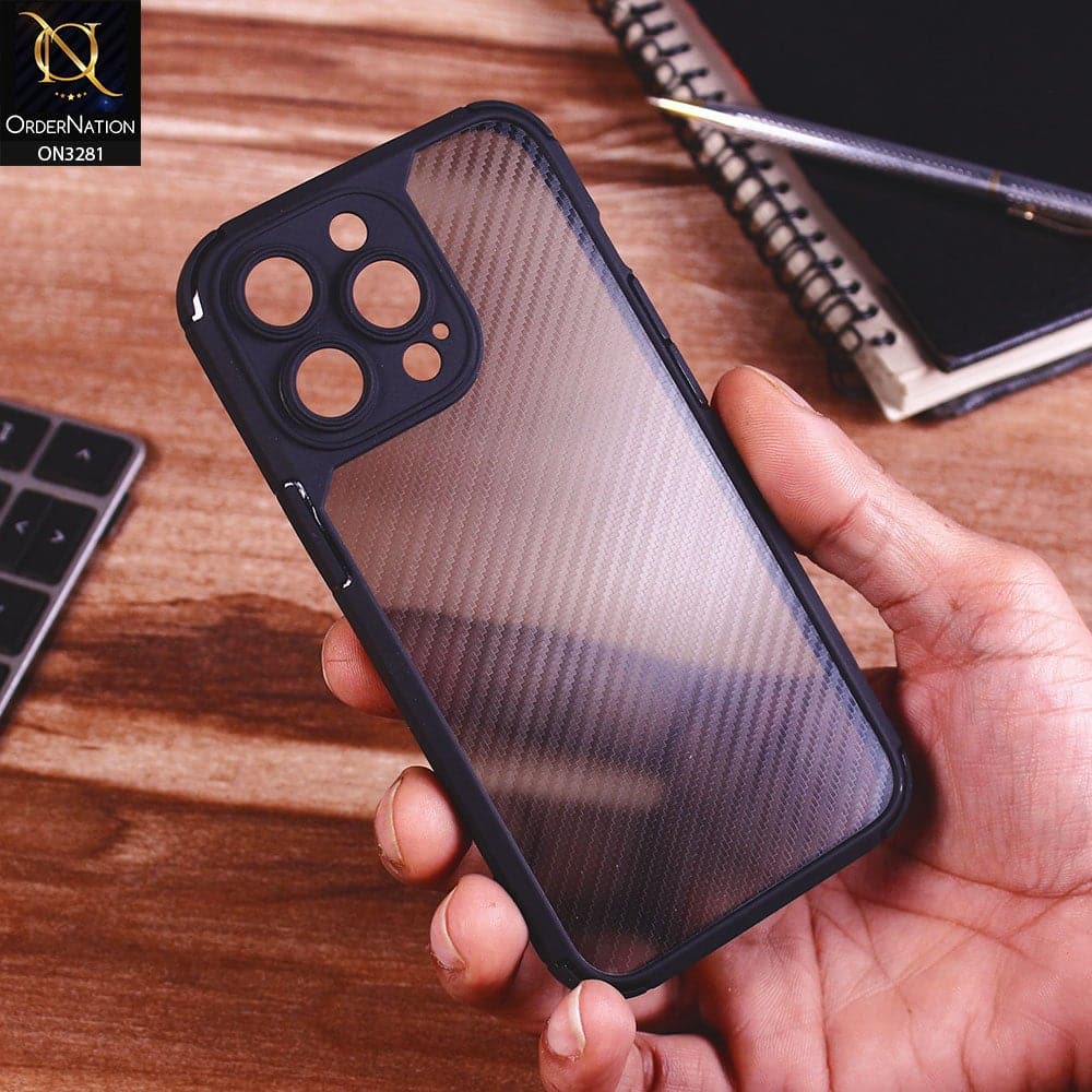 iPhone 13 Pro Max Cover - Black - Carbon Fiber Soft Silicone Camera Protection Case