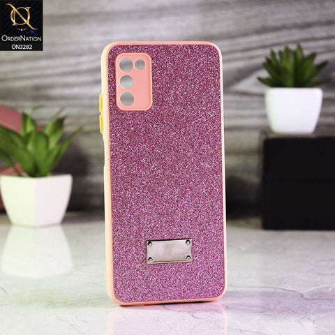 Samsung Galaxy A02s Cover - Pink - Bling Sparkle Glitter Back Shell Soft Border Case with Camera Protection