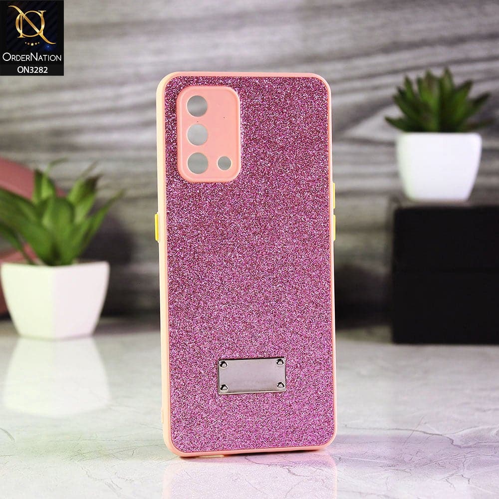 Oppo F19 Cover - Pink - Bling Sparkle Glitter Back Shell Soft Border Case with Camera Protection