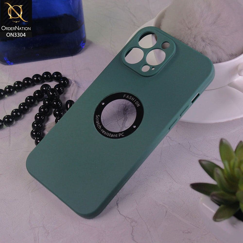 iPhone 13 Pro Max Cover - Green - Fashion PLain Soft Silicone Camera Protection Case