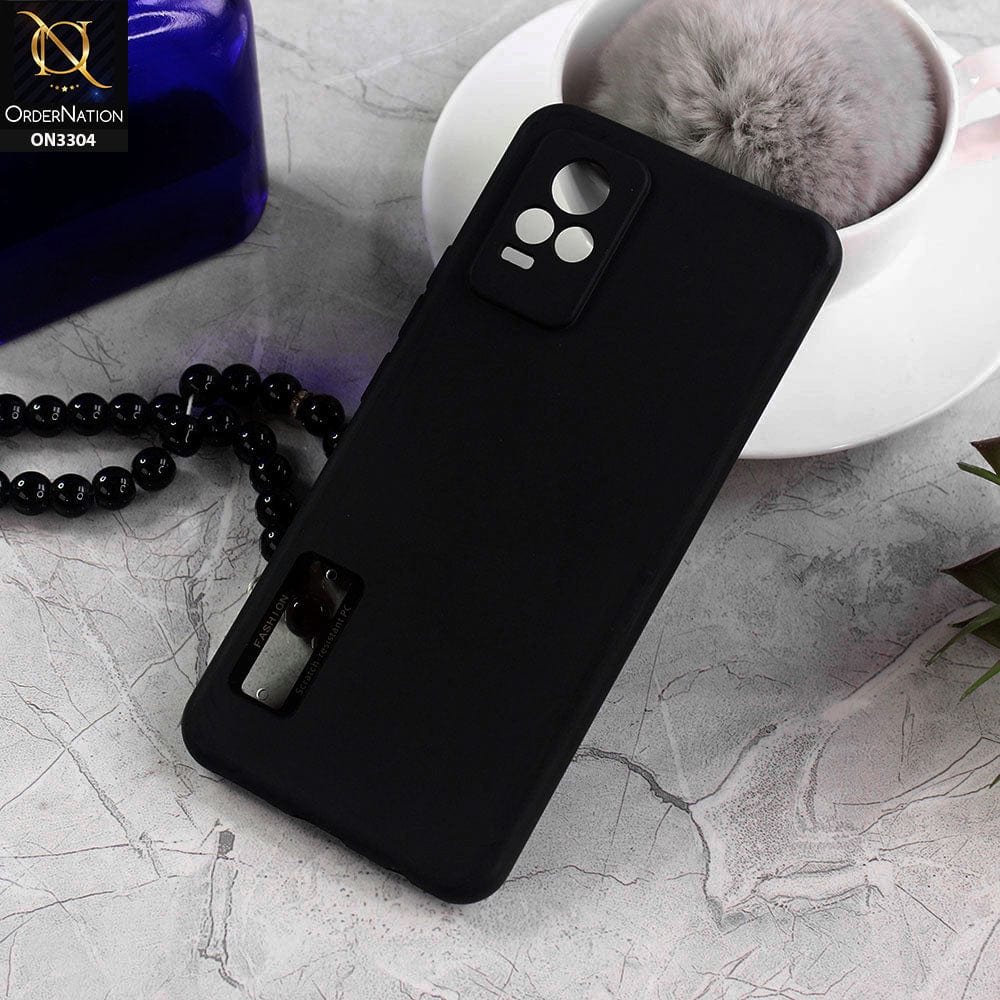 Vivo V21e Cover - Black - Fashion PLain Soft Silicone Camera Protection Case