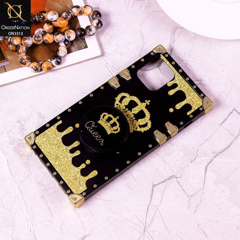 iPhone 11 Pro Cover - Black - Golden Electroplated Luxury Square Soft TPU Protective Case with Holder